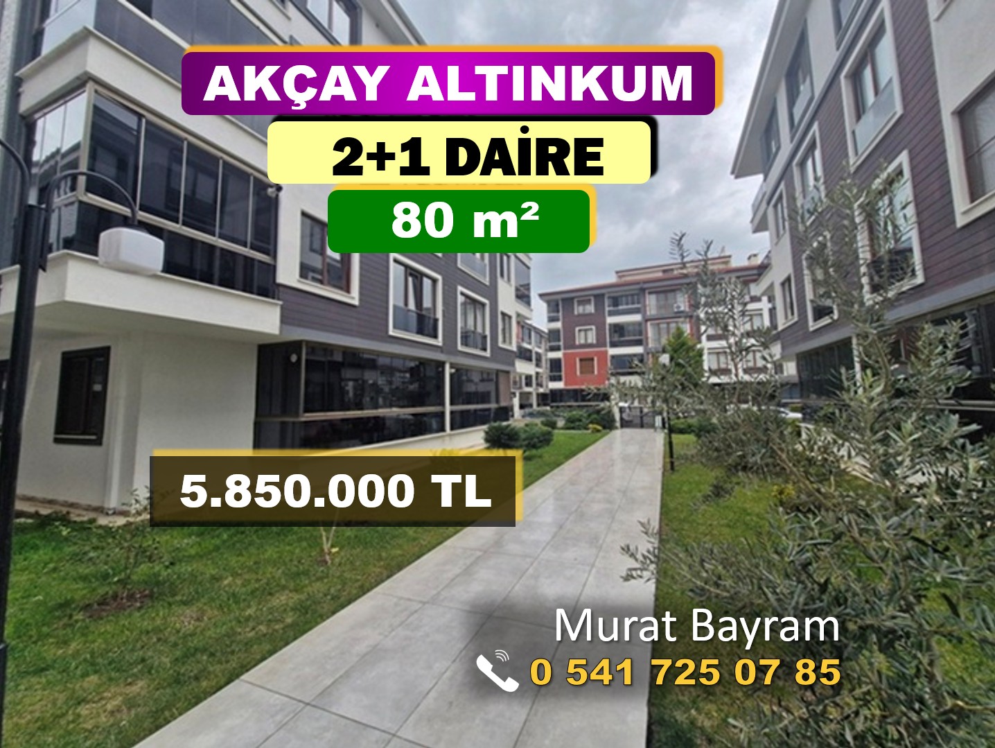 AKÇAY ALTINKUM SİTE İÇİNDE SATILIK 2+1 DAİRE