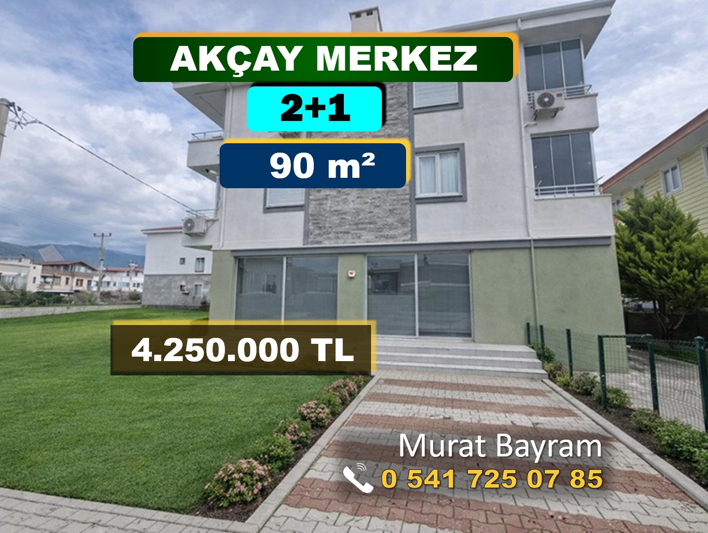 AKÇAY MERKEZ’DE SATILIK MASRAFSIZ ARA KAT 2+1 DAİRE