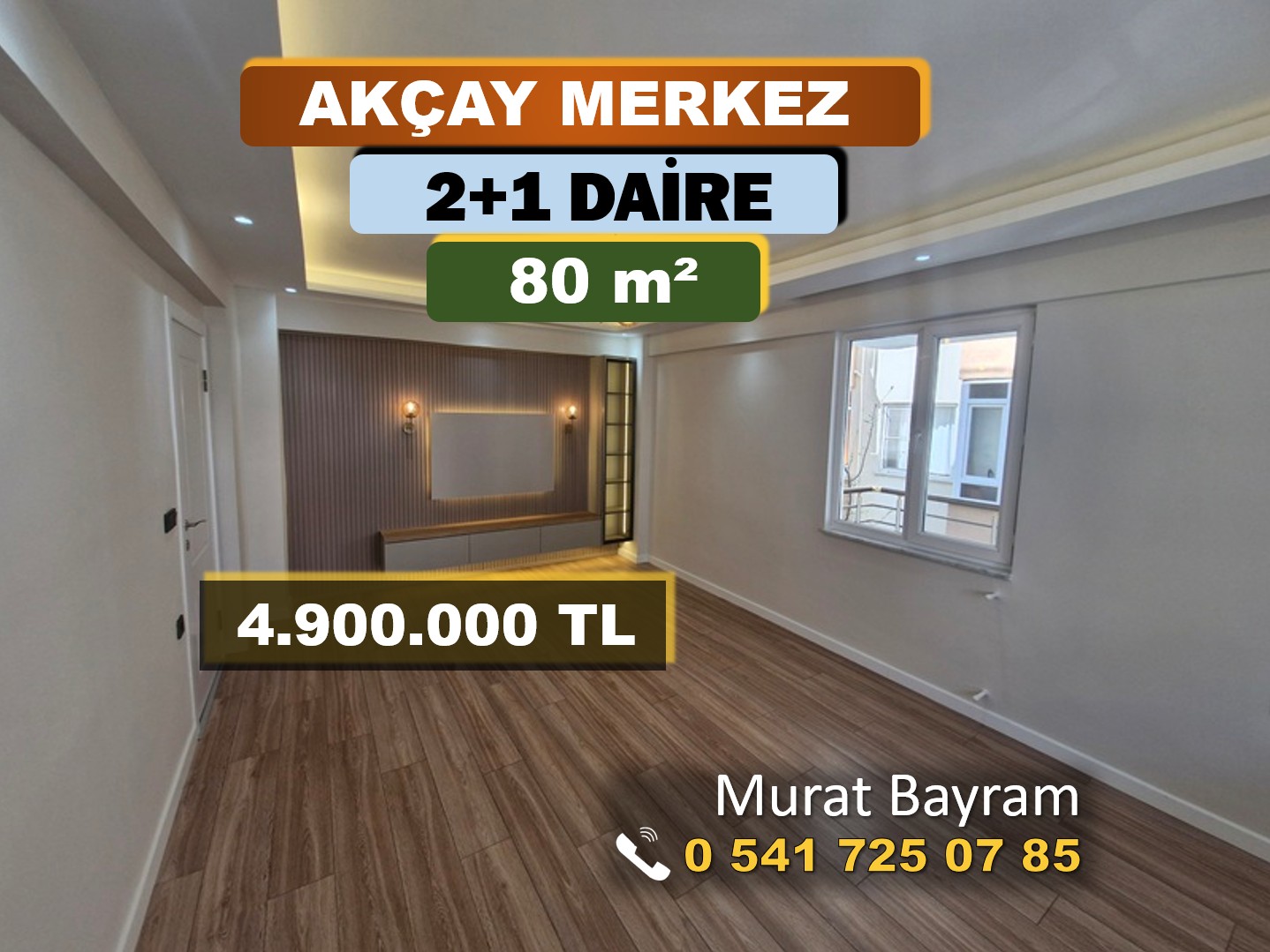 AKÇAY MERKEZ SARIKIZ SATILIK ÖN CEPHE YAPILI 2+1 DAİRE